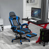 Vinsetto Office Gaming Chair Leather Covered Racing Style Reclining Back and Adjustable Height with Lumbar Support and Extensible Footrest - Blue