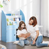 Qaba Toy Storage Organizer, Kids Bookshelf, Freestanding Children Bookcase with Cabinet for Toys Clothes Books, Blue