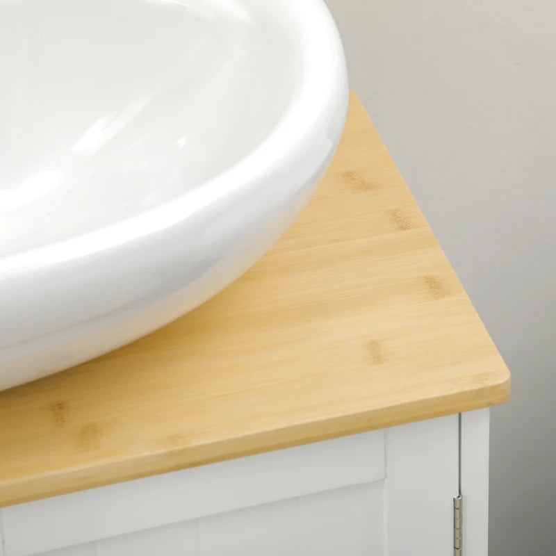 kleankin Bathroom Vanities Under Sink Storage Cabinet Cupboard with 2 Doors, 23.5" x 11.75" x 24", White