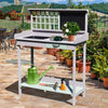 Outsunny Outdoor Wooden Potting Bench Table with Removable Sink, Garden Work Station with Chalkboard, Drawer, Open Shelf Storage