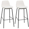 HOMCOM 29.5" Bar Stools Set of 2, Upholstered Extra Tall Barstools, Armless Bar Chairs with Back, Steel Legs, Cream White