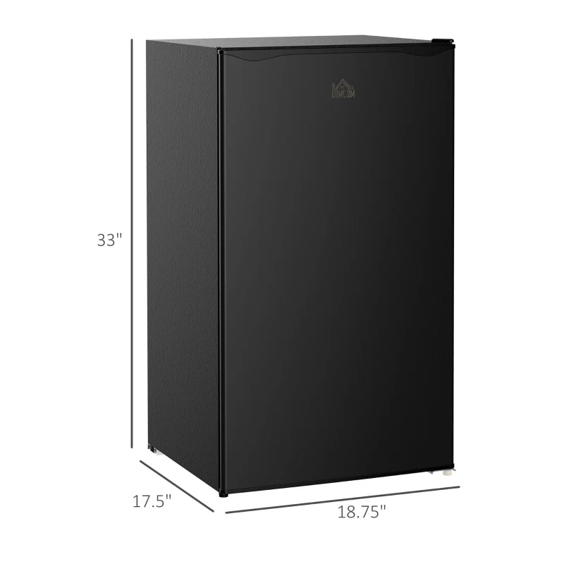 HOMCOM Mini Fridge with Freezer, 3.2Cu.Ft Compact Refrigerator with Adjustable Shelf, Mechanical Thermostat and Reversible Door for Bedroom, Dorm, Black