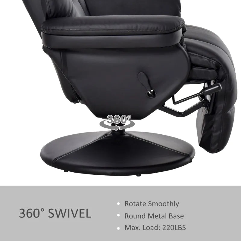 HOMCOM Manual Recliner Swivel Lounge Chair with Adjustable Footrest and Back