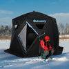 Outsunny Portable 4-6 People Pop-up Ice Fishing Shelter Tent, for -104°F with Carry Bag & Oxford Fabric Build