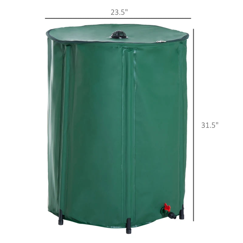 Outsunny 60 Gallon Rainwater Harvesting System Collection Tank with Collapsible Runoff