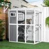 PawHut Large Outdoor Cat House for 3 Kitties, Multi-Level Design with Big Hiding Areas, Catio Outdoor Cat Enclosure with 2 Stories & Multiple Platforms, Cat Condo for Large Cats