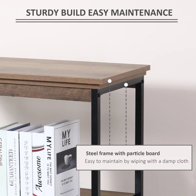 HOMCOM 2-Tier Industrial Style Storage Wooden Shelf with Robust