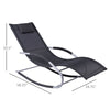 Outsunny Zero Gravity Rocking Chair Outdoor Chaise Lounge Chair Recliner Rocker with Detachable Pillow & Durable Weather-Fighting Fabric for Patio, Deck, Pool, Navy Blue
