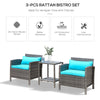Outsunny 3 Piece Patio Furniture Set, PE Rattan Wicker Storage Table and Chairs w/ Tufted Cushions for Outdoor Garden, Backyard, Poolside, Balcony, Gray