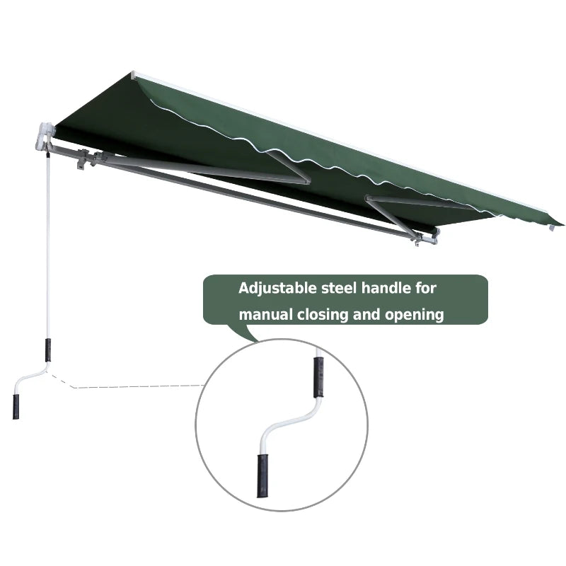 Outsunny 11.8' x 8.2' Outdoor Patio Manual Retractable Exterior Window Awning with Durable PU Design, Beige
