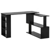HOMCOM L Shaped Corner Desk, 360 Degree Rotating Home Office Desk with Storage Shelves, Writing Table Workstation, Black