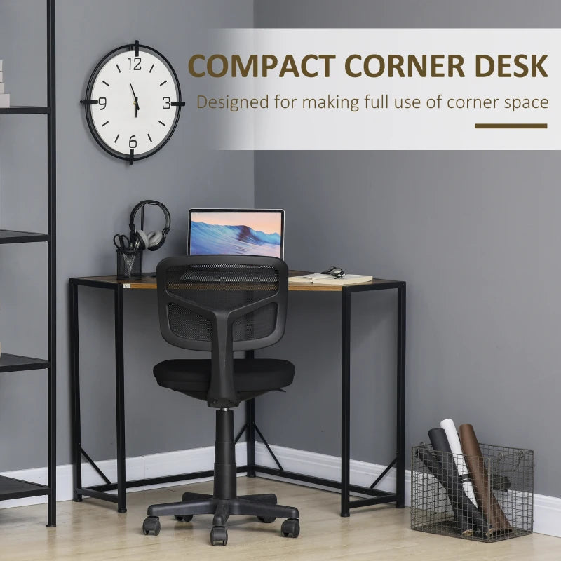 HOMCOM Space-Saving Small Corner Desk & Corner TV Stand, Corner Computer Desk with Strong Metal Frame, Writing Desk Home Corner Office Desk Workstation, Natural
