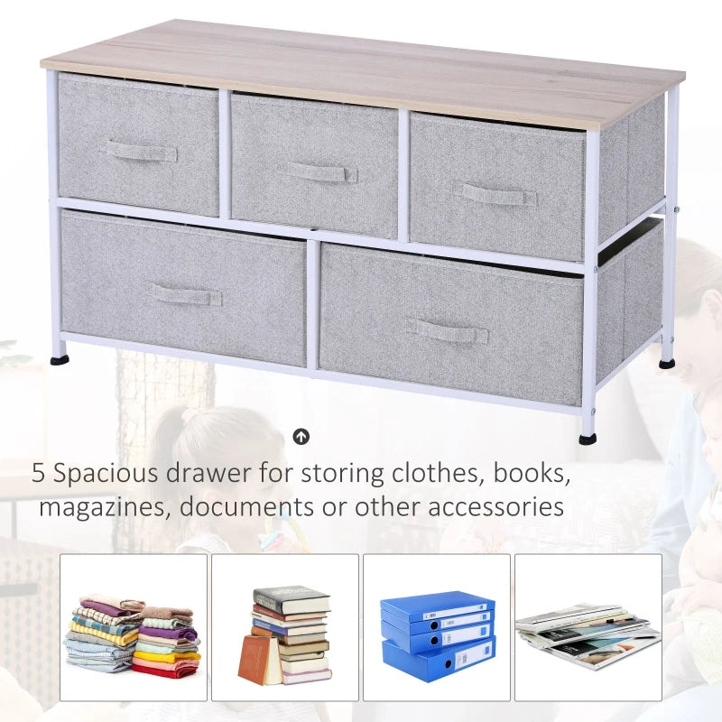 HOMCOM 7-Drawer Storage Cabinet Organizer Unit with Fabric Bins for Bedroom Dresser