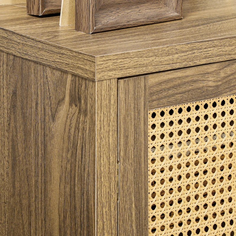 HOMCOM Storage Cabinet Kitchen Sideboard with Glass Doors Metal Legs for Living Room Dining Room Bedroom Oak