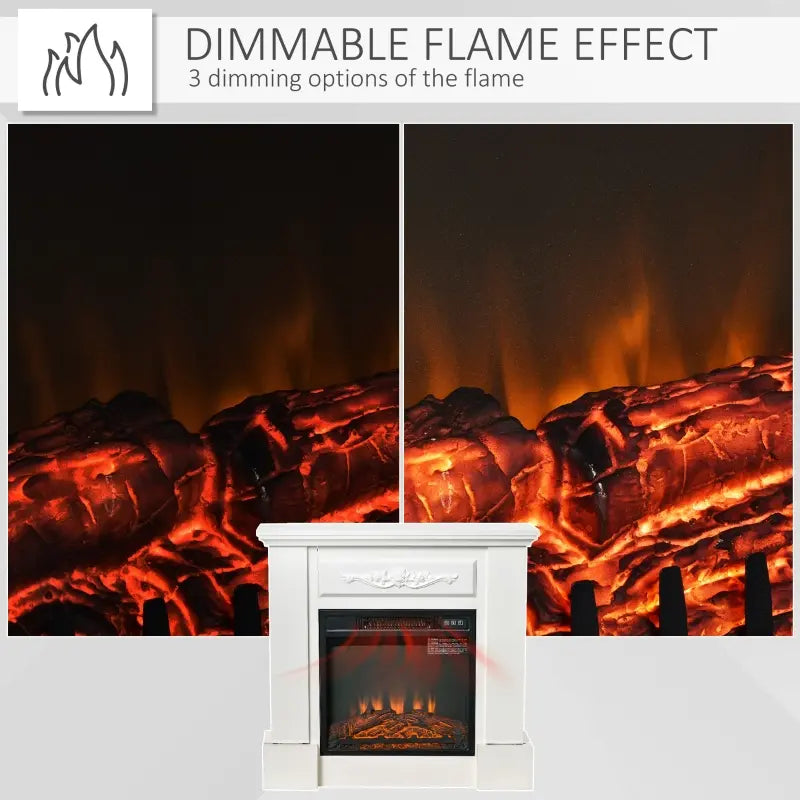 HOMCOM Electric Fireplace Freestanding Heater 1400w Artificial Flame Effect - Dark Brown
