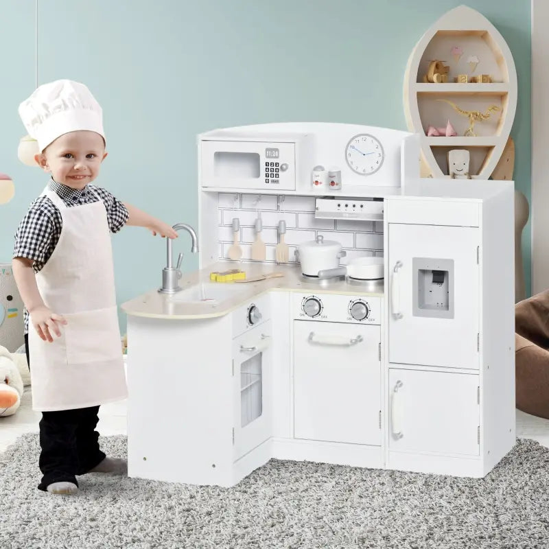 Qaba Multifunction Kids Kitchen Set Doll House Pretend Cooking Skill Set - Red