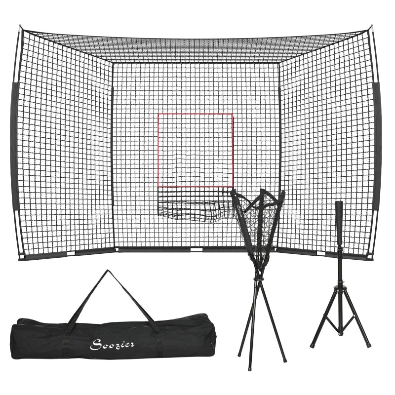 Soozier 7.5 x 7ft Baseball Softball Practice Net Set with Batting Tee and Caddy, Portable Baseball Practice Equipment for Hitting, Pitching, Batting, Catching