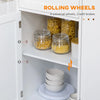 HOMCOM Triple-Cabinet Rolling Kitchen Island on Wheels, Kitchen Cart with Storage Shelf Adjustment, Rolling Utility Cart