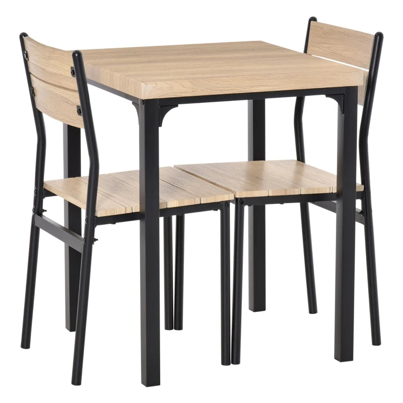 HOMCOM 3 Piece Dining Table Set, Kitchen Table and Chairs for Breakfast Nook, Small Space, Apartment, Space Saving