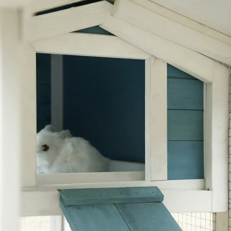 PawHut Wooden Bunny Hutch w/ Lockable Mesh Door Window for Guinea Pigs & Chinchillas