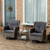 Outsunny Patio Bistro Set, Porch Furniture with 360° Rotation & Rocking Function, 28.25"x30.75"x36.25", Dark Blue