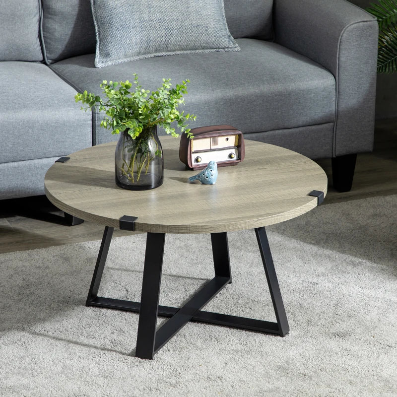 HOMCOM Square Coffee Table with Storage for Living Room, Natural/Gray