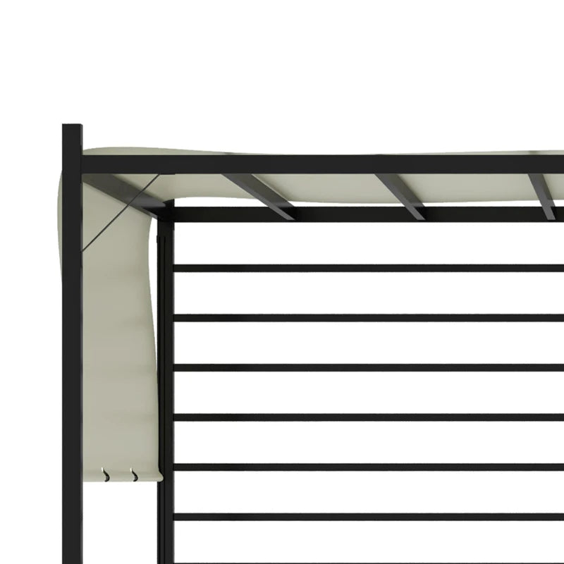 Outsunny 10' x 10' Steel Patio Pergola, Retractable Canopy, Backyard Shade Shelter for Porch Party, Garden, Grill Gazebo, White