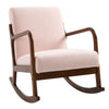 HOMCOM Upholstered Rocking Armchair with Wood Base and Linen Fabric Padded Seat for Living Room, Pink