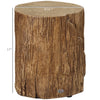 HOMCOM Decorative Side Table with Round Tabletop, Tree Stump Shape Concrete End Table with Wood Grain Finish, for Indoors and Outdoors, Natural