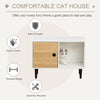 PawHut Wooden Cat House Cat litter box Table Hideaway Cabinet with Storage, White