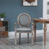 HOMCOM Vintage Dining Chair with Round Back, Thick Sponge Padded Seat and Section Armrest with Wood Frame - Grey