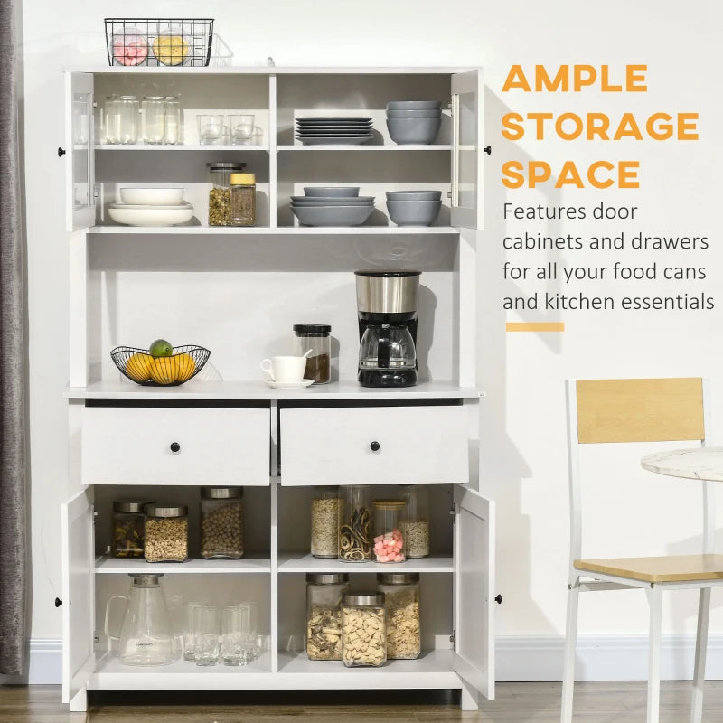 Kitchen Pantry Storage Cabinet with Drawers & Open Shelves with