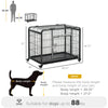 PawHut Folding Design Heavy Duty Metal Dog Cage Crate & Kennel with Removable Tray and Cover, & 4 Locking Wheels, Indoor/Outdoor 49"