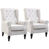 HOMCOM Button-Tufted Accent Chair with High Wingback, Rounded Cushioned Armrests and Thick Padded Seat, Set of 2, Gray