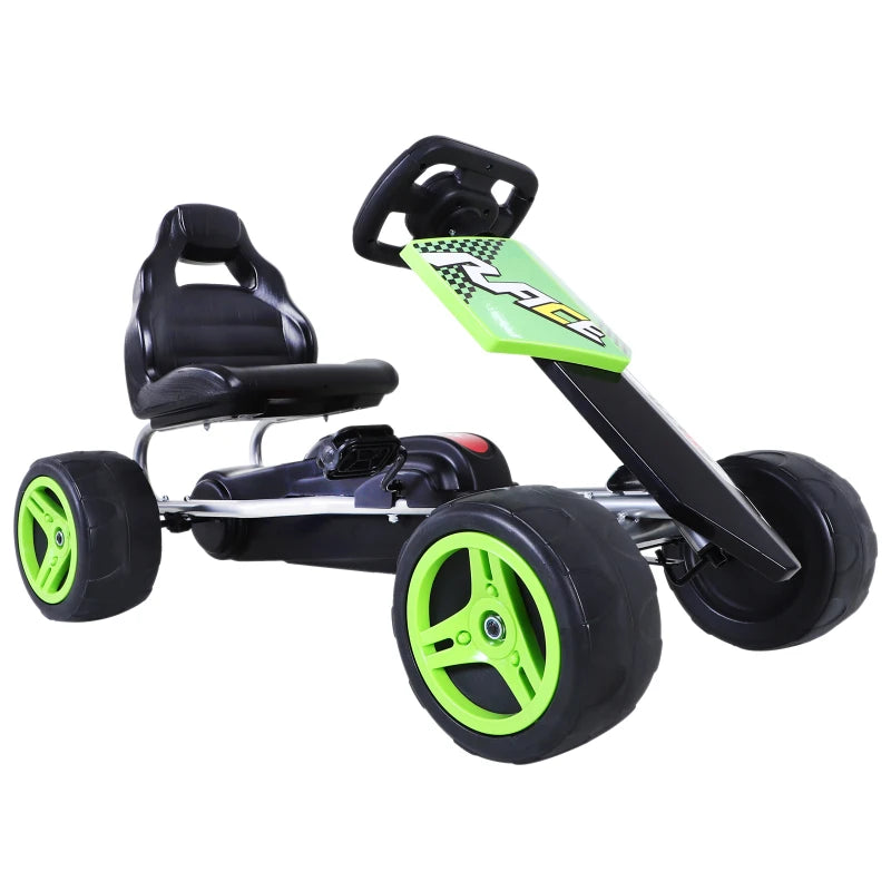 ShopEZ USA Kids Go Kart, 4 Wheeled Ride On Pedal Car, Racer for 3 years, for Boys and Girls, Outdoor - Green