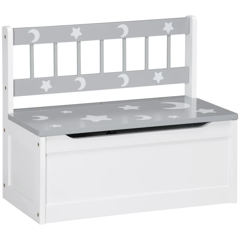 Qaba Wooden Toy Storage Box Organizer Chest, Grey