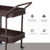 Outsunny Rolling Rattan Wicker Outdoor Kitchen Trolley Serving Cart 2 Tray Shelves