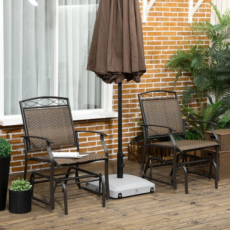 Outsunny Set of 2 Outdoor Glider Chairs, Porch & Patio Rockers for Deck with PE Rattan Seats, Steel Frames for Garden, Backyard, Poolside, Brown