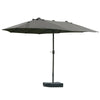 Outsunny Patio Umbrella 15' Steel Rectangular Outdoor Double Sided Market with base, UV Sun Protection & Easy Crank for Deck Pool Patio, Dark Blue