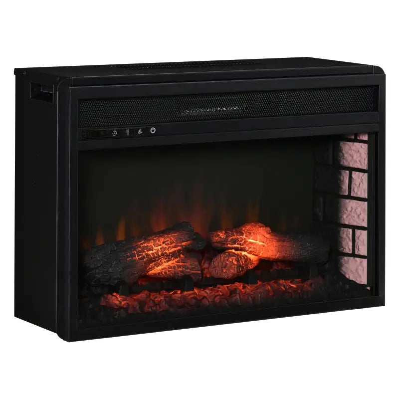 HOMCOM 27" Electric Fireplace Insert, Retro Recessed Fireplace Heater with Realistic Log Flame, Remote Control, and Adjustable Brightness, 1400W, Black