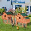 PawHut 100" Chicken Coop Wooden Chicken House Large Rabbit Hutch Poultry Cage Hen Pen Backyard with Double Run, Nesting Box