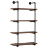 HOMCOM Industrial Pipe Style Shelf 2-Tier Wall-Mounted Utility Bookcase Floating Storage Rack with Metal Frame, Rustic Brown