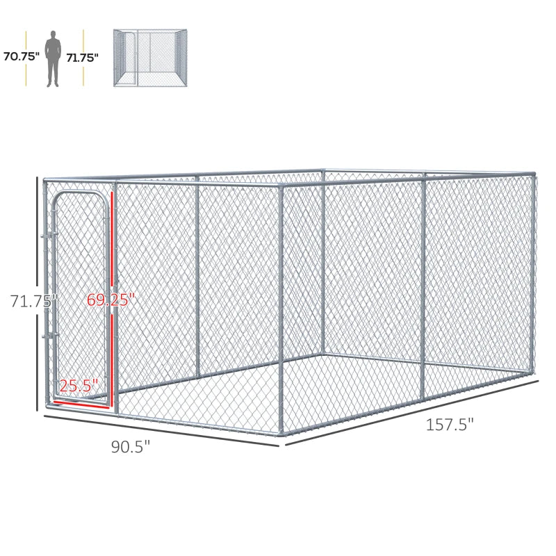 PawHut Dog Playpen for Small Dogs & Medium Large Dogs with 227.5 Sq. Ft., Outdoor Playpen Dog Exercise Pen with Anti-Jumping Height, Dog Run Enclosure, 15.1' x 15.1' x 6'