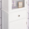 kleankin Tall Bathroom Storage Cabinet with 3 Tier Shelf, Cupboard, Door, Free Standing Linen Tower, Slim Side Organizer, Grey