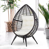 Outsunny Patio Wicker Egg Chair w/ Soft Cushion, Teardrop Cuddle Seat, Outdoor / Indoor Patio Chair, PE Plastic Rattan Furniture with Adjustable Height Feet Pads, Beige