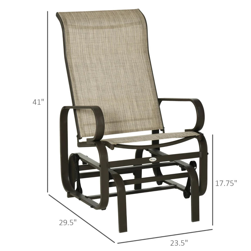 Outsunny Gliding Lounger Chair, Outdoor Swinging Chair with Smooth Rocking Arms and Lightweight Construction for Patio Backyard, Sand