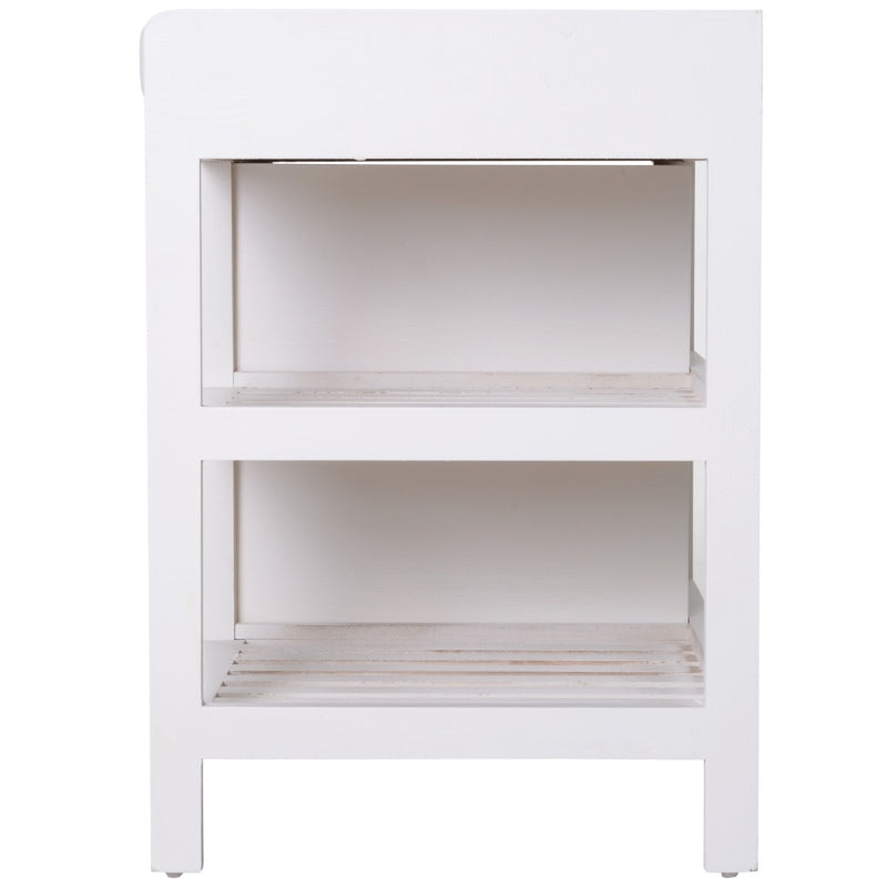 HOMCOM Shoe Cabinet, Wooden Storage Bench with Cushion, Entryway Rack with Drawers, Open Shelves, Country White