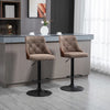 HOMCOM Counter Height Bar Stools Set of 2, Height Adjustable Swivel Barstools with Footrest and Tufted Back, Linen Fabric Bar Chairs, Dark Grey