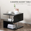 HOMCOM 20" Modern End Table, Accent Side Table, S-Shaped Coffee Table with Storage Shelf and Steel Poles, Black