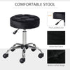 HOMCOM Round Rolling Stool Chair Height Adjustable Swivel Salon Stool with Wheels Black